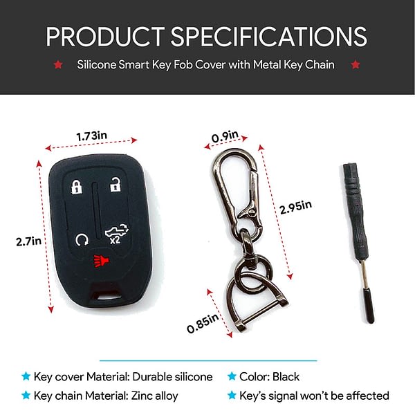 Truck Accessories Fob Holder INFIPAR 1PCS Silicone Smart Key Fob Case Cover Protector Compatible with 2019-2021 Chevy Silverado and GMC Sierra 1500 2500HD 3500HD 5-Button, Black